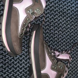 Pink and brown Timberland boot